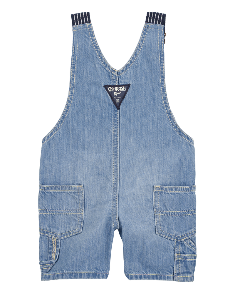 Bébé Salopette courte en denim : à rayures hickory et bretelles, image 2 sur 5 diapositives