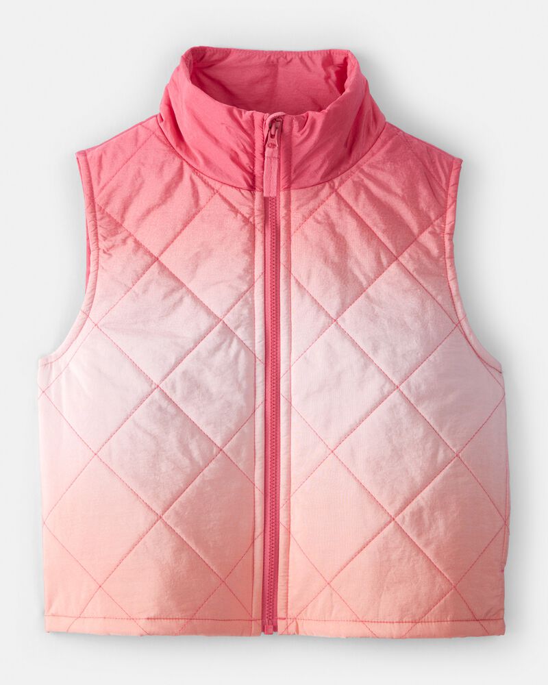 Girls Ombre Puffer Vest - Pink, image 1 of 3 slides