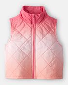 Girls Ombre Puffer Vest - Pink, image 1 of 3 slides