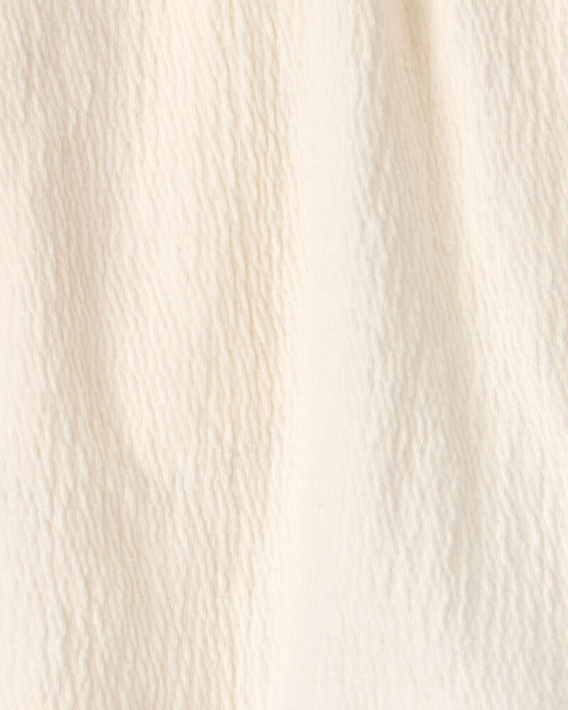 Girls Palm Tree Embroidered Gauze Shorts - Cream, image 4 of 5 slides