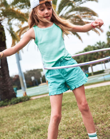 Girls Ruffle-Trim Shorts - Green, 