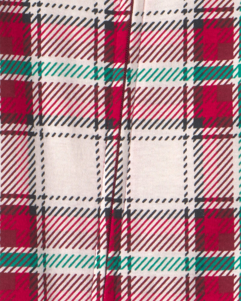 Baby 1-Piece Christmas Plaid 2-Way Zip 100% Cotton Snug Fit Footed Pyjama - Red/Green, image 4 of 5 slides