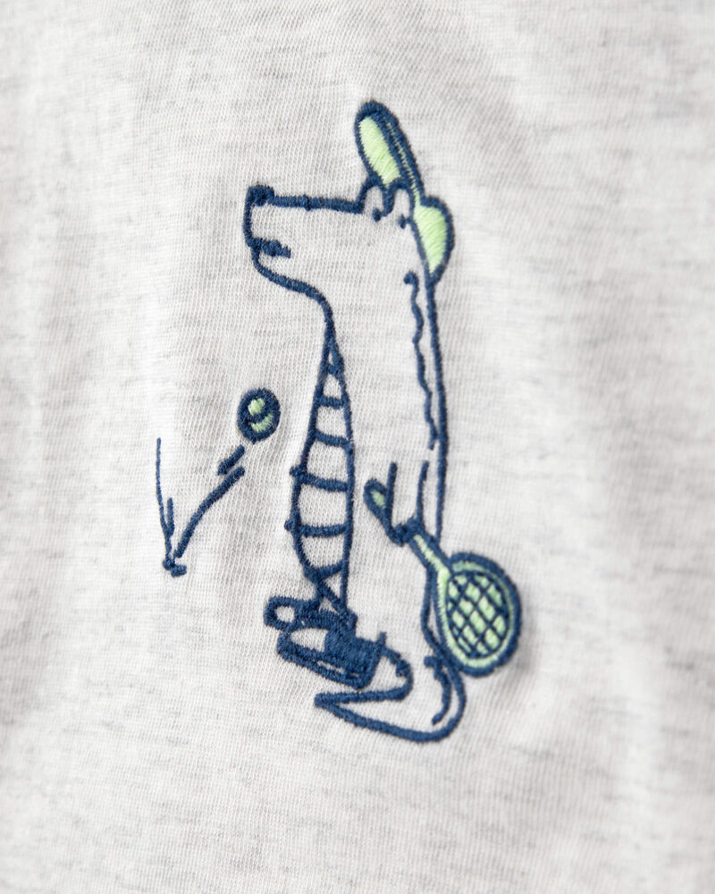 Toddler Boy Alligator Polo Shirt - Blue/Grey, image 3 of 5 slides