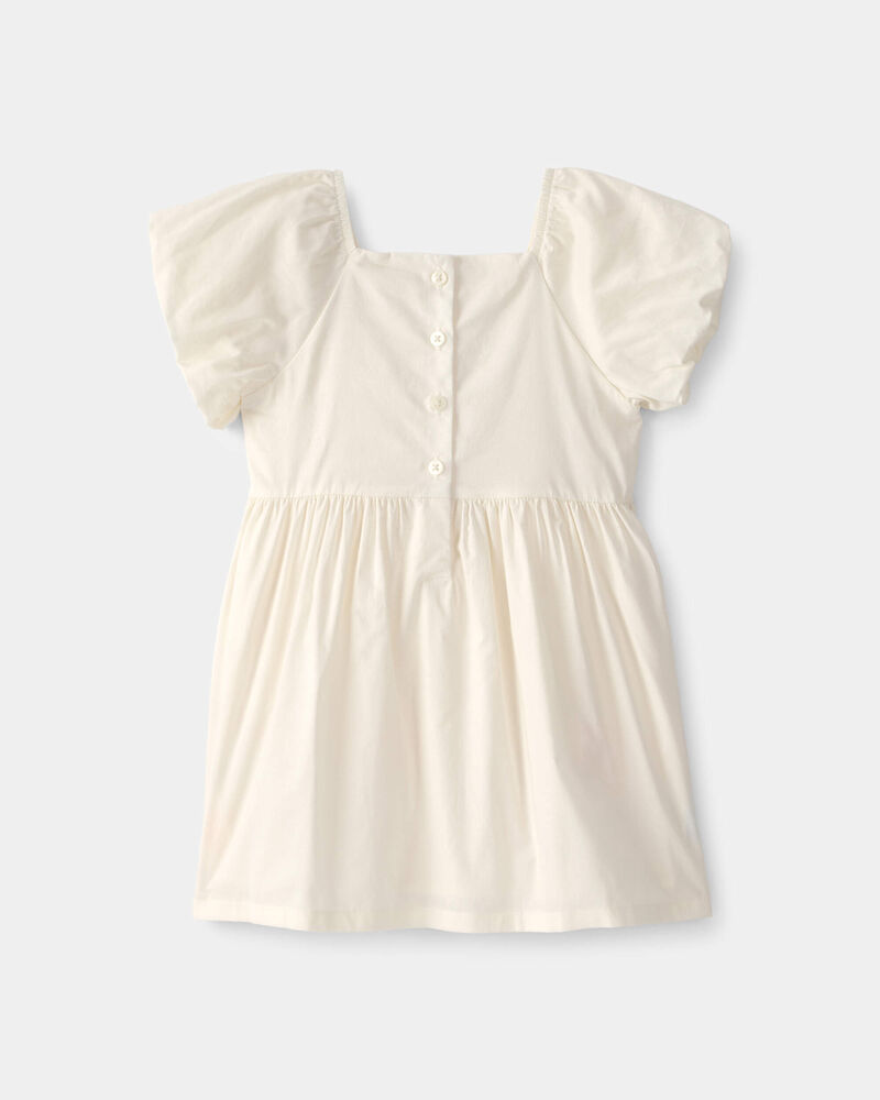 Toddler Girl Floral Puff Sleeve Dress - Ivory, image 4 of 6 slides