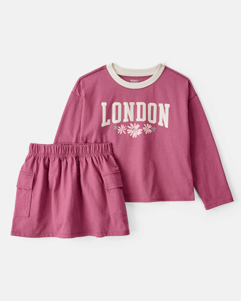 Jeune Ensemble 2 pièces t-shirt Londres et jupe-short, image 1 sur 6 diapositives