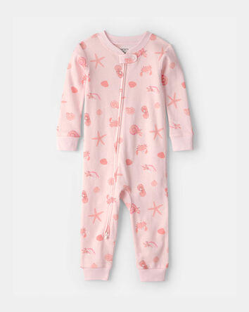 Baby Girl Seashell 100% Cotton Snug Fit 1-Piece pyjama - Pink, 