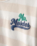 Baby Boy 'Mr. Muscles' Striped Top - Tan, image 2 of 4 slides