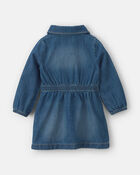 Baby Girl Denim Long-Sleeve Dress - Medium Wash, image 2 of 5 slides