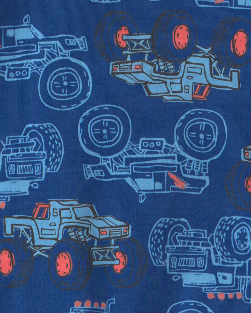 Boys 4-Piece Monster Truck 100% Cotton Snug Fit Pyjama Set - Grey, image 5 of 6 slides