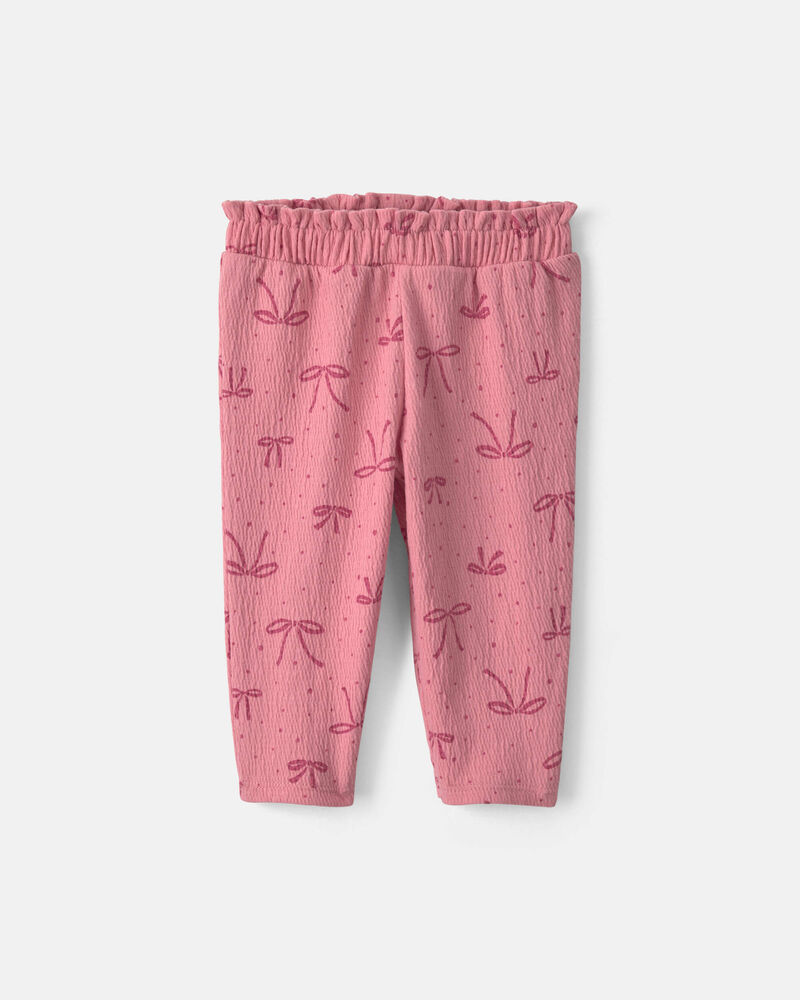 Baby Girl 2-Piece Bow Long-Sleeve Bodysuit & Pant Set - Pink, image 2 of 5 slides