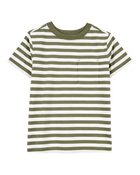 Kid Striped Short-Sleeve Pocket Tee - Olive, image 1 of 3 slides