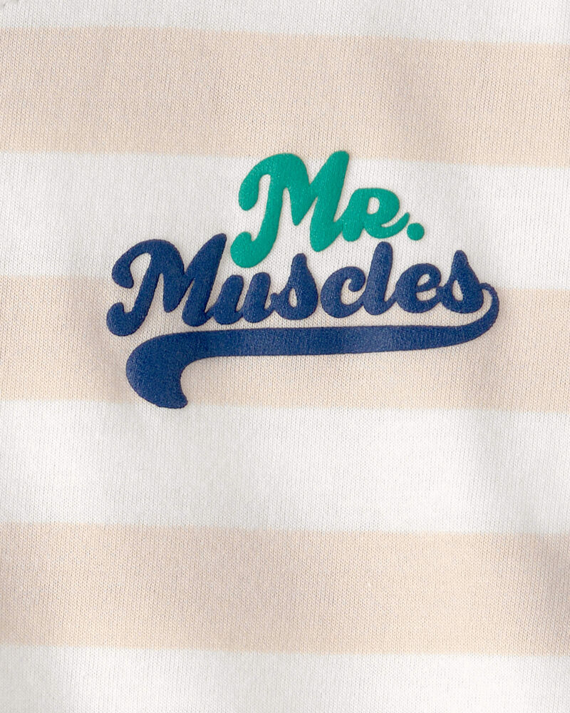 B&eacute;b&eacute; gar&ccedil;on - T-shirt &agrave; rayures &laquo;Mr. Muscles&raquo; - Beige, image 3 sur 3 diapositives
