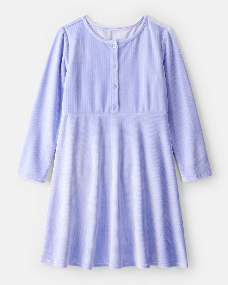 Girls Cozy Rib Dress - Blue, image 1 of 4 slides