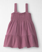 B&eacute;b&eacute; fille - Robe en gaze &agrave; smocks en coton biologique, image 1 sur 5 diapositives