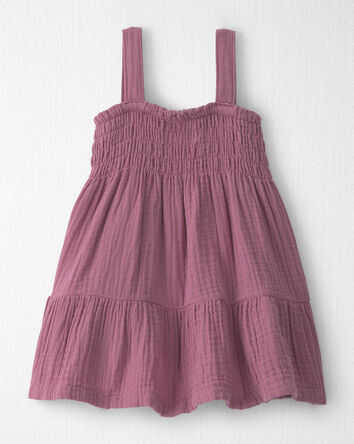 Baby Girl Organic Cotton Smocked Gauze Dress, 