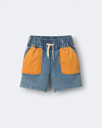 Tout-petit - Short allong&eacute; aux couleurs contrast&eacute;es en denim, 