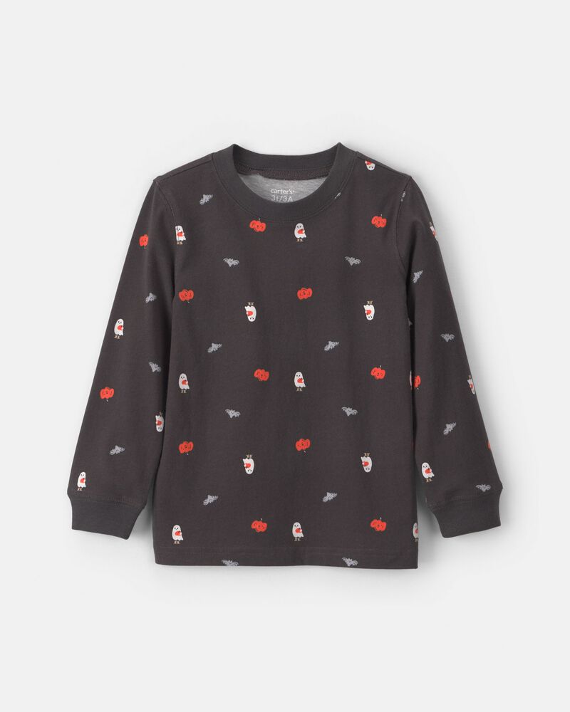 Toddler Boy Pumpkin Halloween Long-Sleeve T-Shirt - Grey, image 1 of 3 slides
