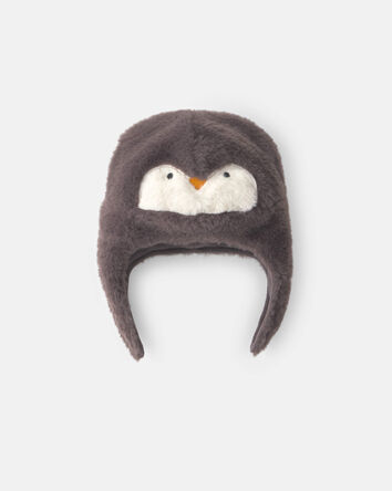 Baby Penguin Christmas Fleece Hat - Grey, 