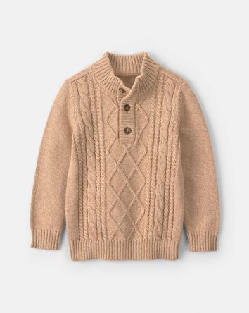 Toddler Boy Cable Knit Sweater - Tan, 