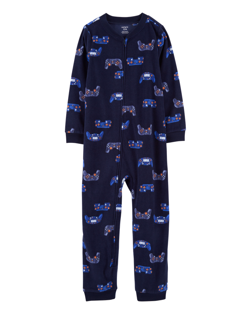 Kid 1-Piece Video Games Fleece Footless Pyjamas, image 1 of 3 slides