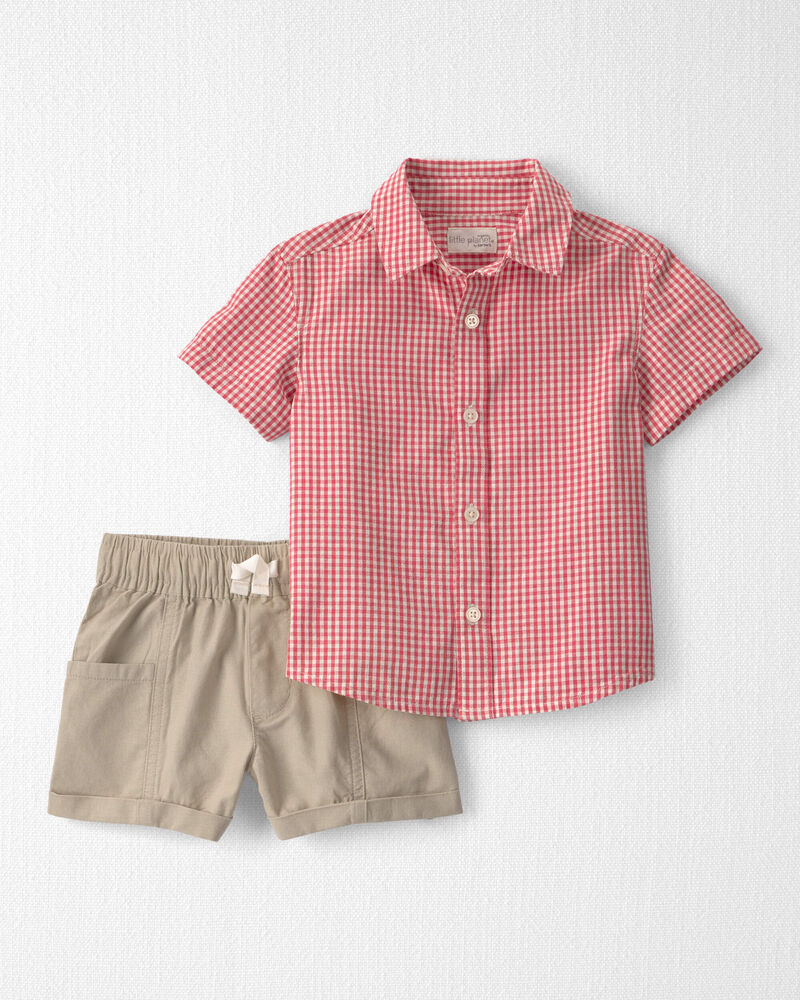 Toddler Boy 2-Piece Gingham Set Made with Organic Cotton, image 1 of 7 slides