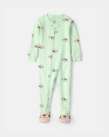 B&eacute;b&eacute; - Pyjama 1 pi&egrave;ce ajust&eacute; en 100 % coton, chiot - Vert, 
