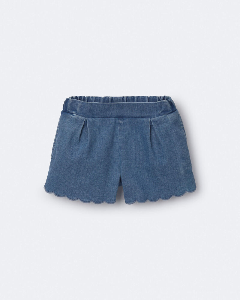 Toddler Girl Scalloped Short in Denim, image 2 of 7 slides