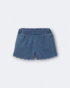 Toddler Girl Scalloped Short in Denim, image 2 of 7 slides