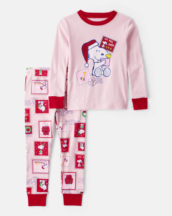 Tout-petit fille - Pyjamas 2 pi&egrave;ces ajust&eacute;s &agrave; manches longues en coton 100 % avec imprim&eacute; Snoopy des Peanuts - Rose, 