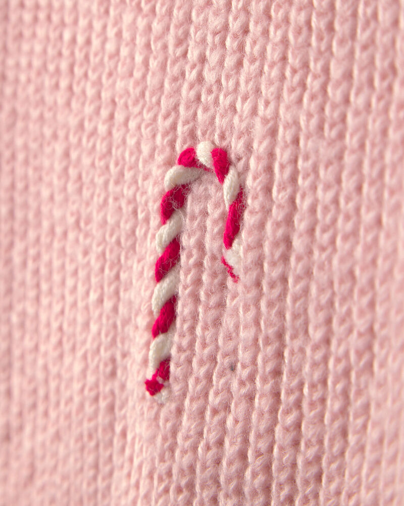 Girls Candy Cane Sweater - Pink, image 2 of 4 slides