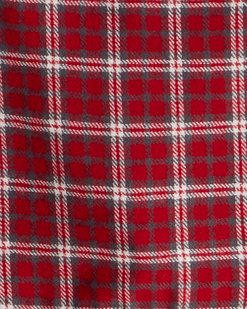 Toddler Girl 2-Piece PlaidCotton Long-Sleeve Dress Set - Red, image 3 of 5 slides