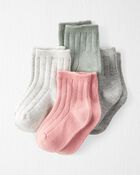 Baby 4-Pack Organic Cotton Rib Socks, image 1 of 2 slides