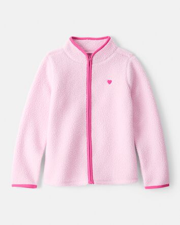 Girls Microfleece Long-Sleeve Zip-Up Jacket - Pink, 