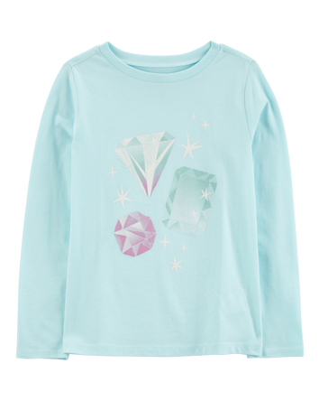 Kid Diamond-Print Long-Sleeve Shirt - Blue, 