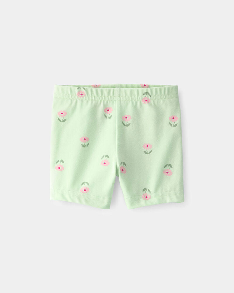 B&eacute;b&eacute; fille - Short de cycliste &agrave; fleurs - Vert, image 1 sur 3 diapositives