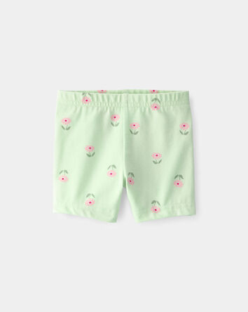 Baby Girl Floral Bike Shorts - Green, 