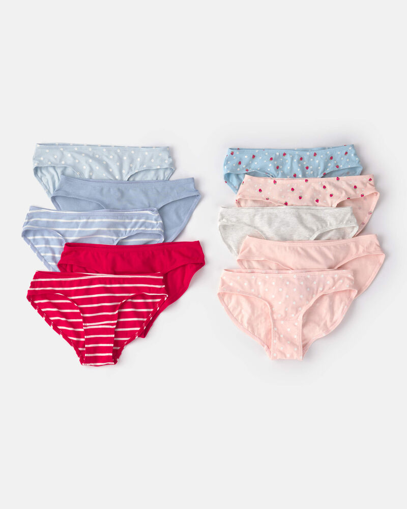 Filles - Emballage de 10 sous-v&ecirc;tements de style bikini &agrave; motifs de fraises, image 1 sur 2 diapositives