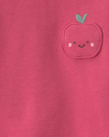 B&eacute;b&eacute; fille - Ensemble 2 pi&egrave;ces haut et pantalon en jersey bouclette &agrave; motif pomme, 