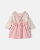 B&eacute;b&eacute; fille - Ensemble 3 pi&egrave;ces haut manches longues &agrave; c&oelig;urs et robe en jersey bouclette de la Saint-Valentin &ndash; Rouge/Cr&egrave;me, image 2 sur 5 diapositives