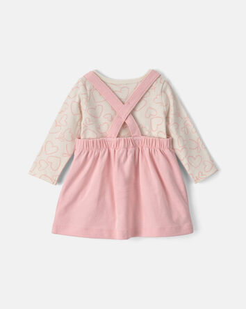 B&eacute;b&eacute; fille - Ensemble 3 pi&egrave;ces haut manches longues &agrave; c&oelig;urs et robe en jersey bouclette de la Saint-Valentin &ndash; Rouge/Cr&egrave;me, 