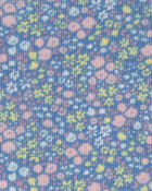 Girls Floral Rib Short-Sleeve Dress - Blue, image 3 of 4 slides