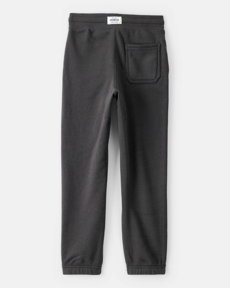 Boys Solid Fleece Drawstring Joggers - Black, image 2 of 4 slides
