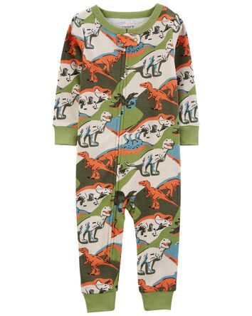 Pyjama 1 pièce sans pieds en coton ajusté à imprimé de dinosaure, 