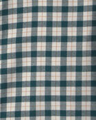 Boys Plaid Long-Sleeve Button-Down Shirt - Green/White, image 3 of 4 slides