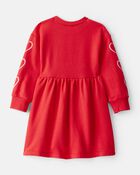 Toddler Girl Heart Fleece Long-Sleeve Dress - Red, image 2 of 5 slides