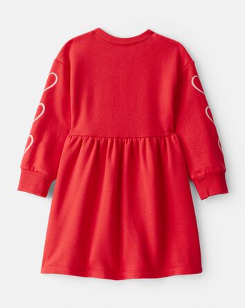 Toddler Girl Heart Fleece Long-Sleeve Dress - Red, 
