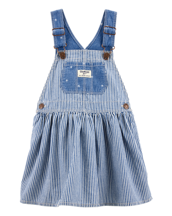 Toddler Chambray Striped Jumper Dress, 