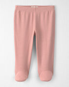 Baby Girl Organic Cotton Rib Footed Pants, image 1 of 4 slides