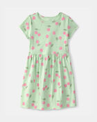 Girls Cherry Short-Sleeve Dress - Green, image 1 of 4 slides