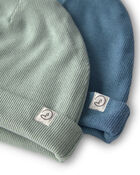 Baby 2-Pack Organic Cotton Rib Caps, image 2 of 2 slides